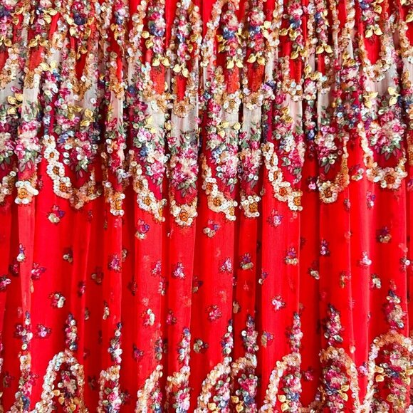 Vintage Adele Wechsler Silk Fully Beaded Midi Skirt S - Picture 7 of 9